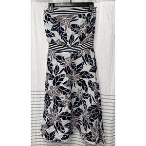 Tommy Bahama 100% Linen Floral Strapless Dress Sundress Size XS Women Blue White